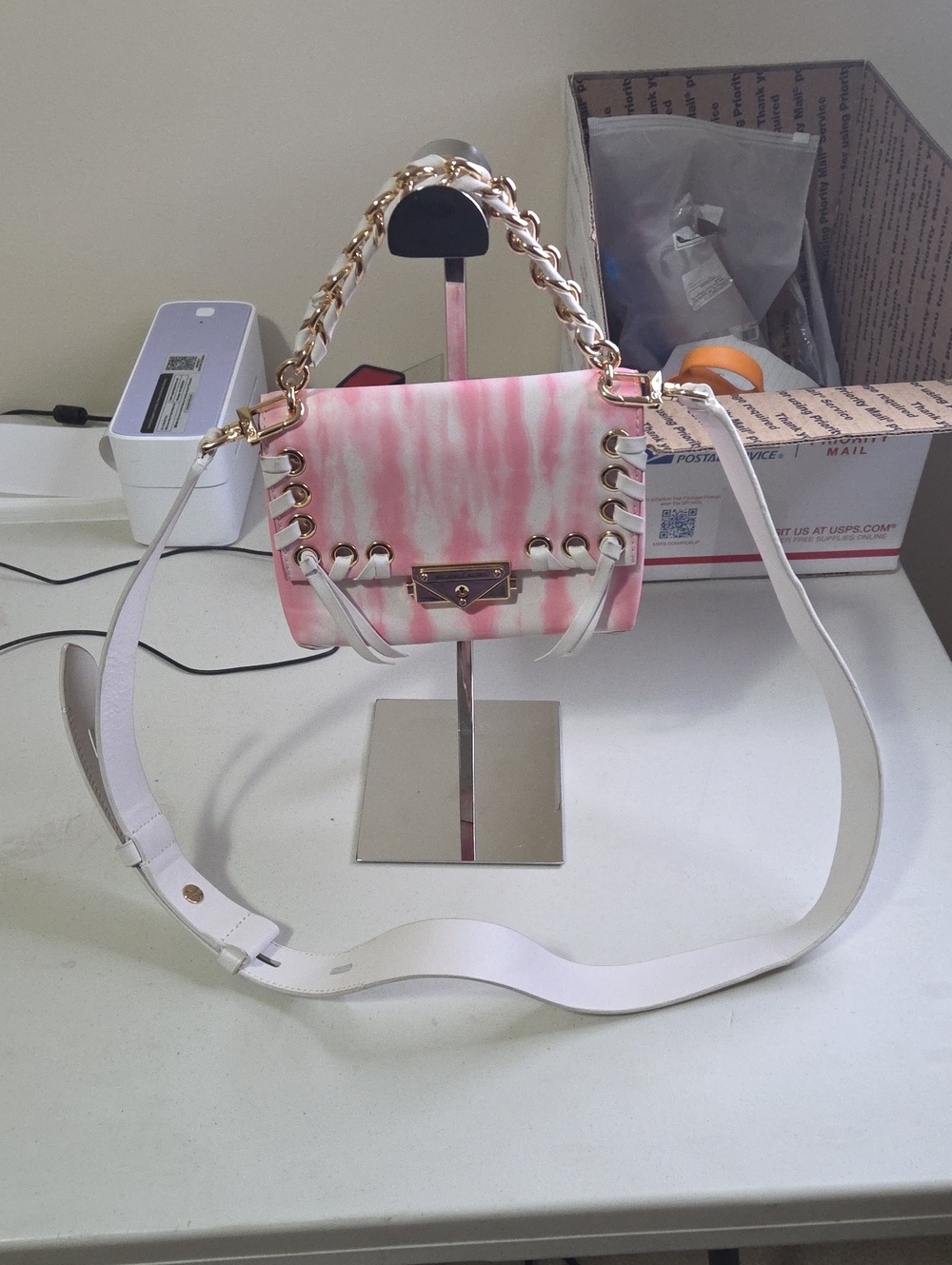 Michael Kors Cece Pink Tie-Dye Chain Shoulder Bag